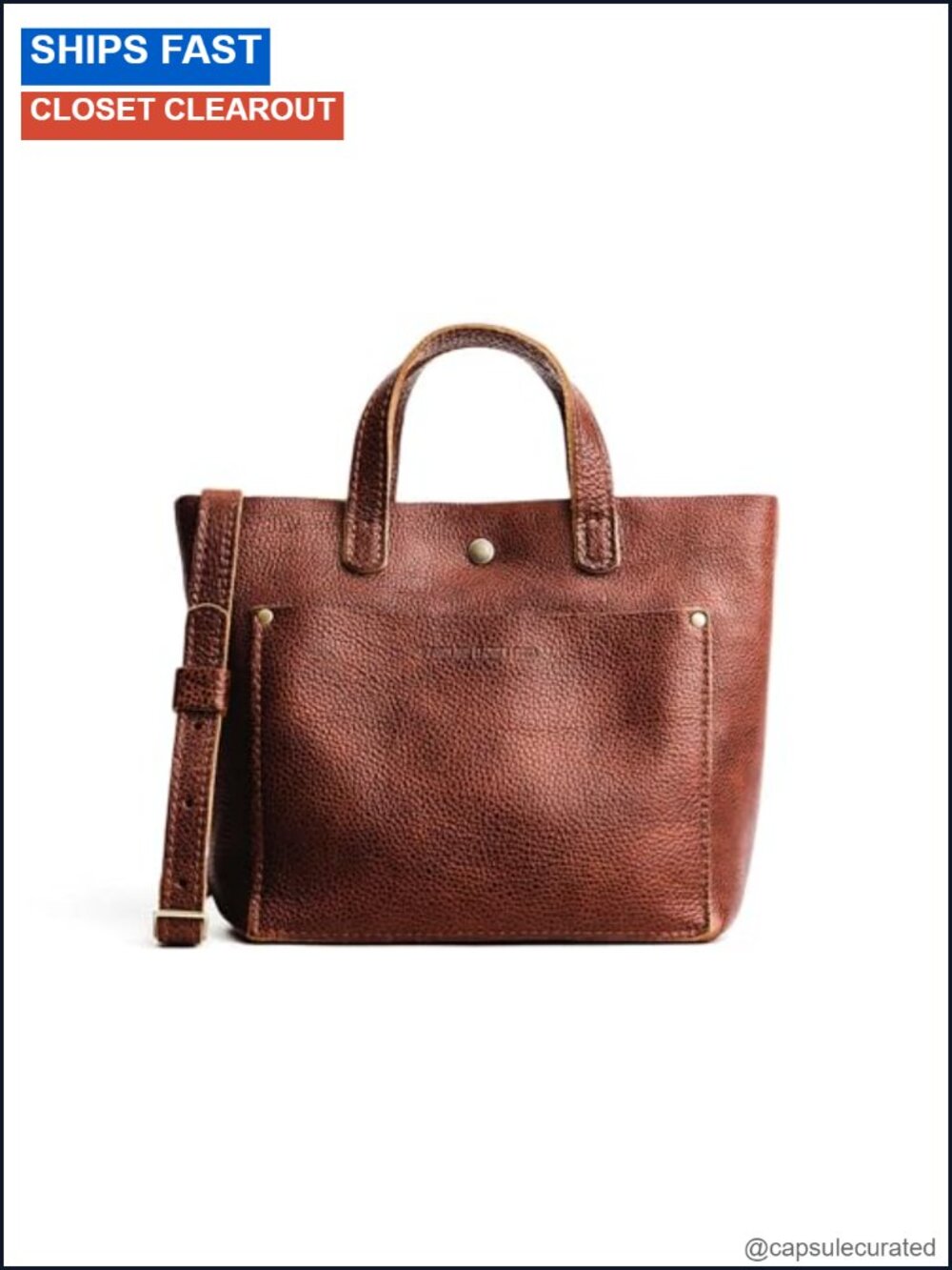 Handmade Full-Grain Leather Mini Crossbody Tote Bag for Women